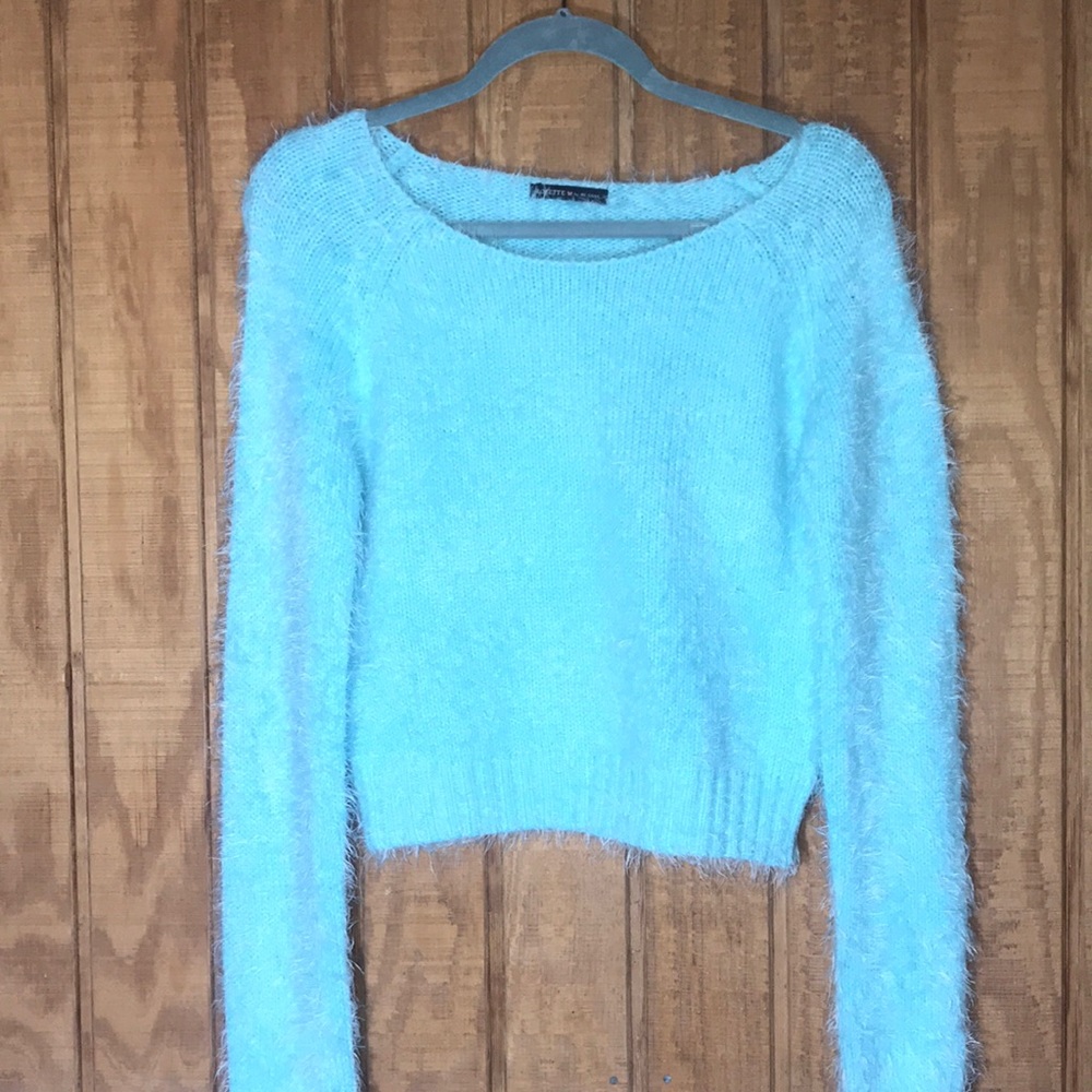 ROSETTE  by Be Cool blue fluffy Sweater